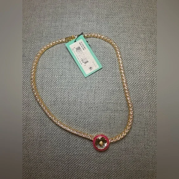 Kurt Geiger BRAND NEW Crystal Eagle Necklace with Pink Pendant 16”